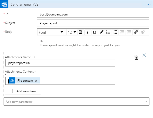 Send an email configuration