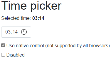 Time picker - native controls