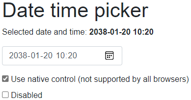 Date time picker - native controls
